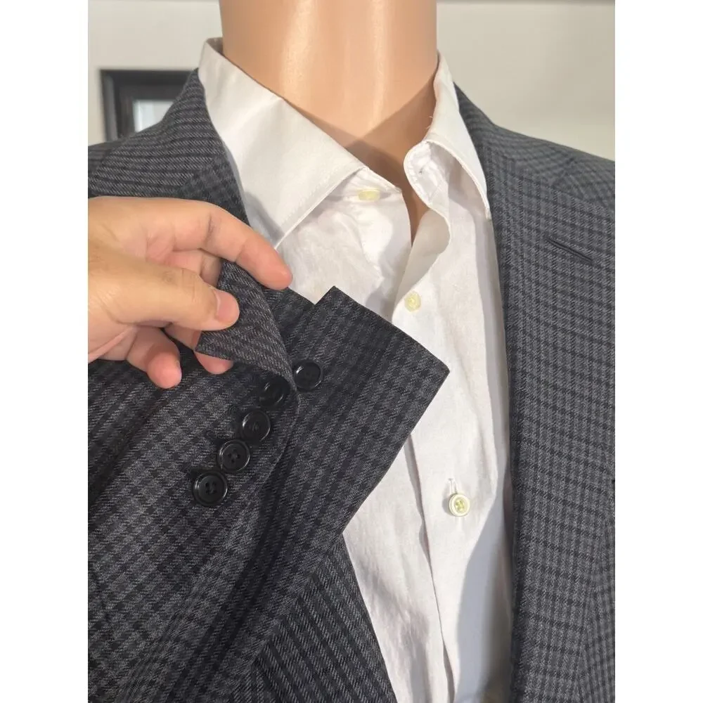 Tom Ford Wool Silk Houndstooth 2Pc Suit 52IT 42R US Notch Lapel Men's EUC Gray